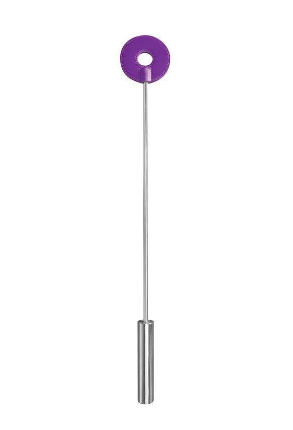 Фиолетовая шлёпалка Leather Circle Tiped Crop с наконечником-кругом - 56 см.-8924