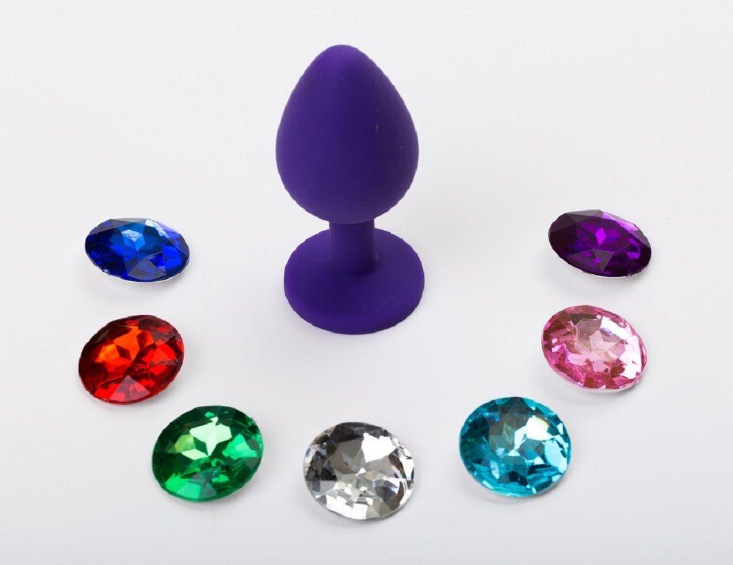 Фиолетовая силиконовая пробка с 7 сменными кристаллами - 8