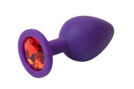 Фиолетовая силиконовая пробка с алым стразом - 8
