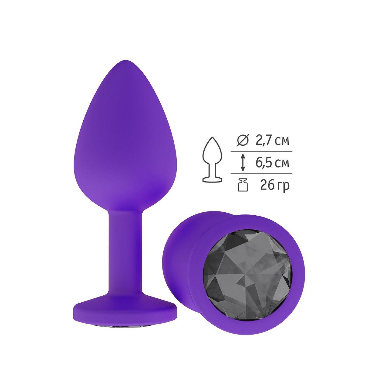 Фиолетовая силиконовая пробка с чёрным кристаллом - 7