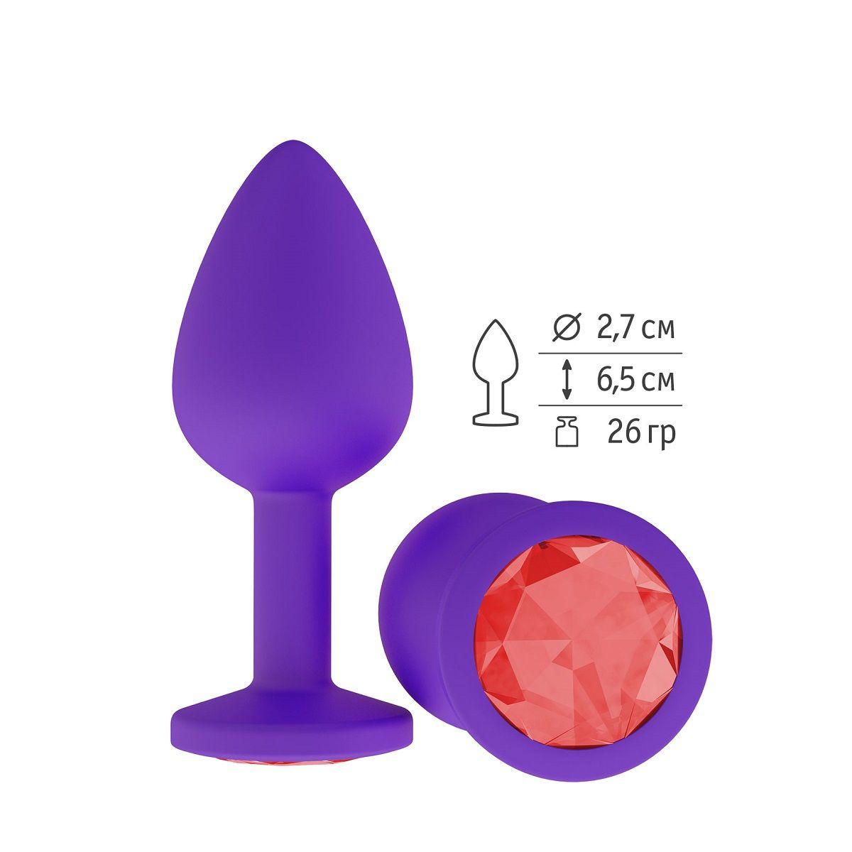 Фиолетовая силиконовая пробка с красным кристаллом - 7