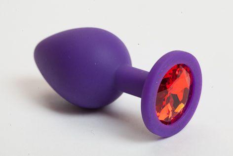 Фиолетовая силиконовая пробка с красным кристаллом - 9