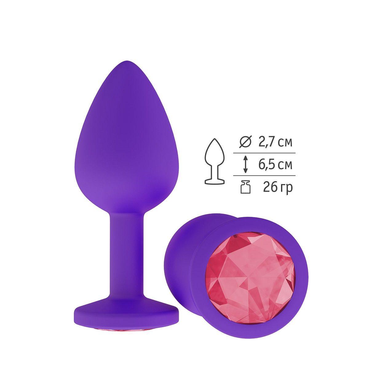 Фиолетовая силиконовая пробка с малиновым кристаллом - 7