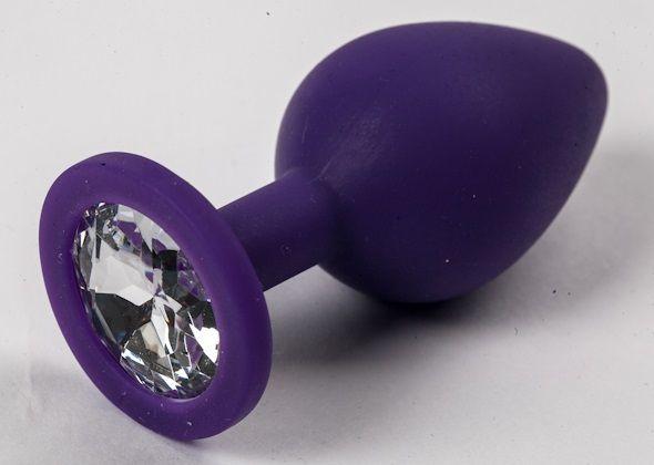Фиолетовая силиконовая пробка с прозрачным кристаллом - 9