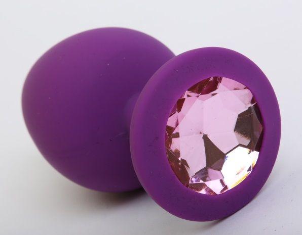 Фиолетовая силиконовая пробка с розовым стразом - 9