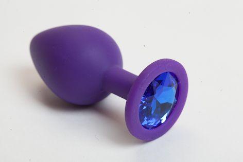 Фиолетовая силиконовая пробка с синим кристаллом - 9