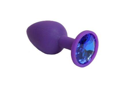 Фиолетовая силиконовая пробка с синим стразом - 7