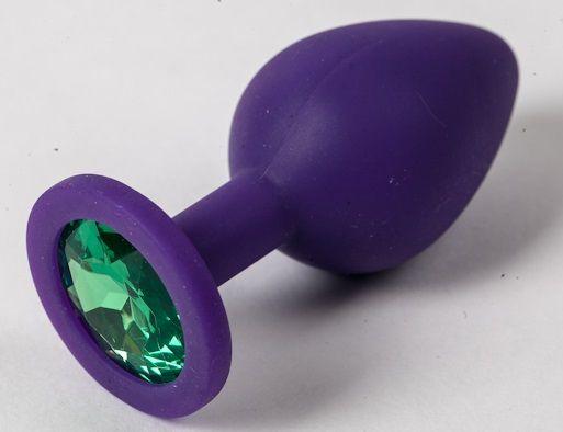 Фиолетовая силиконовая пробка с зеленым кристаллом - 9