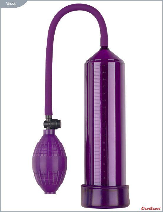 Фиолетовая вакуумная помпа Eroticon PUMP X1 с грушей-10160