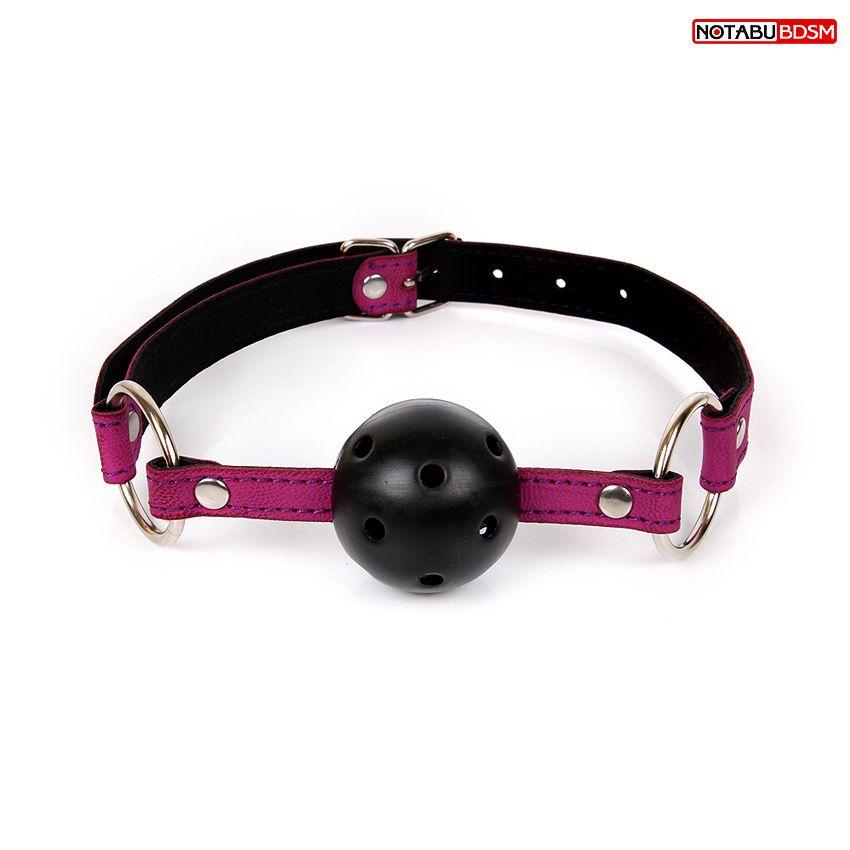 Фиолетово-черный кляп-шарик Ball Gag-7623