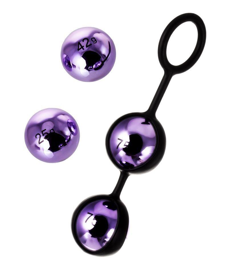 Фиолетово-чёрный набор вагинальных шариков TOYFA A-toys-8016
