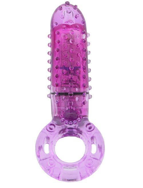 Фиолетовое эрекционное кольцо с вибрацией и пальчиком OYEAH PURPLE-1311