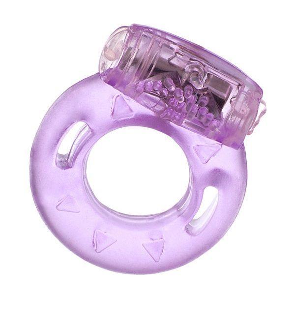 Фиолетовое эрекционное кольцо с виброэлементом в верхней части-1393