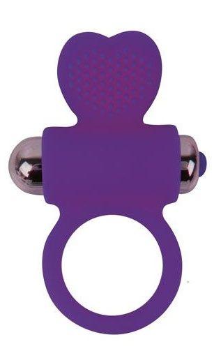 Фиолетовое эрекционное виброкольцо с сердечком-7274