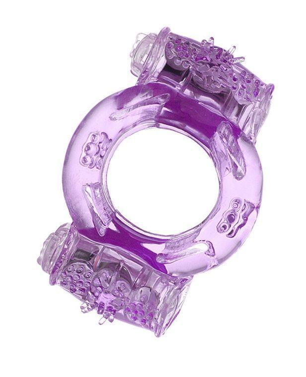 Фиолетовое виброкольцо с двумя вибропульками-1240