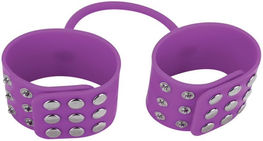 Фиолетовые силиконовые наручники с заклепками-8890