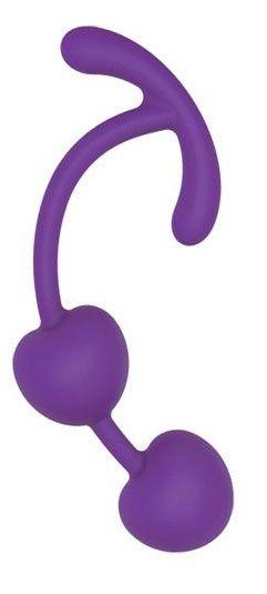 Фиолетовые силиконовые вагинальные шарики с ограничителем-6737