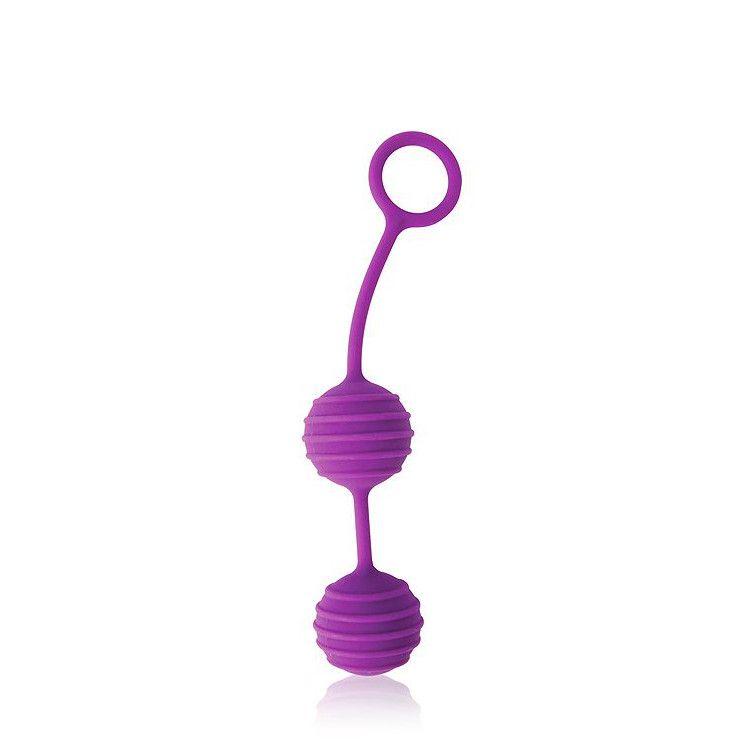 Фиолетовые вагинальные шарики с ребрышками Cosmo-6039