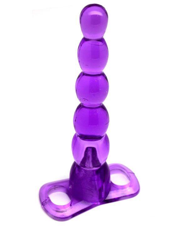 Фиолетовый анальный конус из 5 шариков - 16 см.-10057