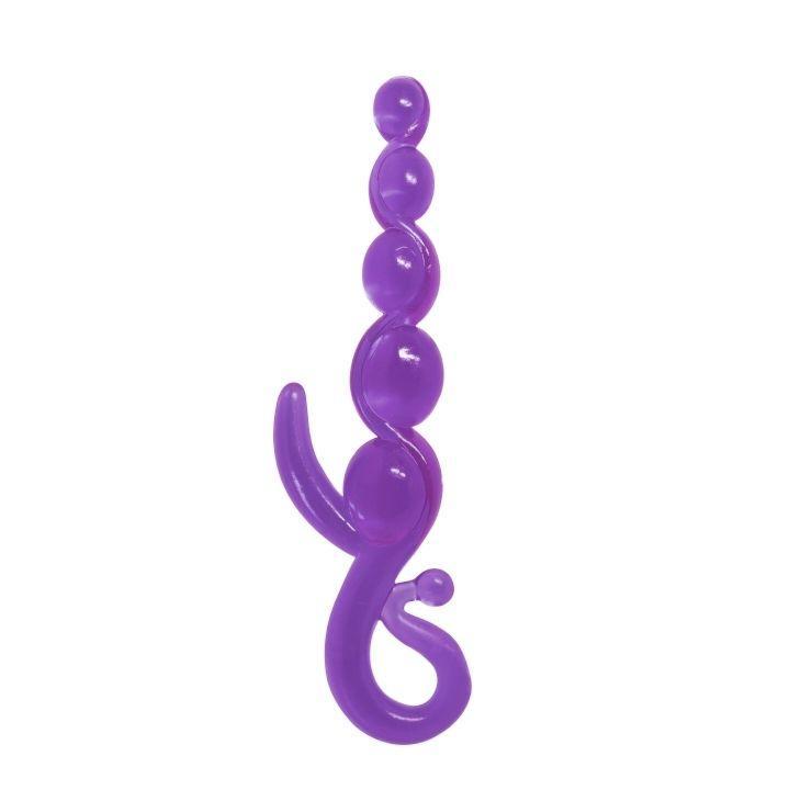 Фиолетовый анальный стимулятор-цепочка - 22 см.-615