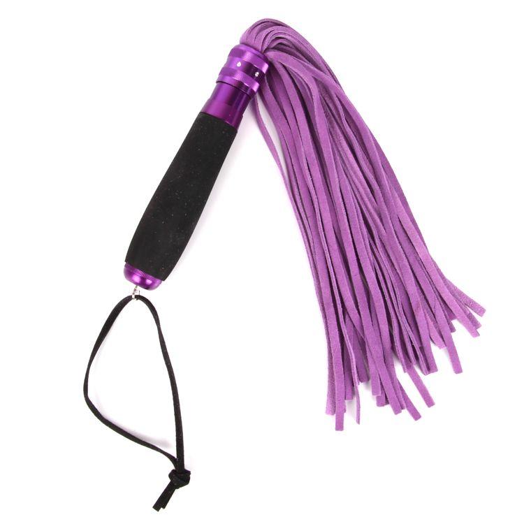 Фиолетовый флоггер с черной металлической ручкой Notabu - 40 см.-7926