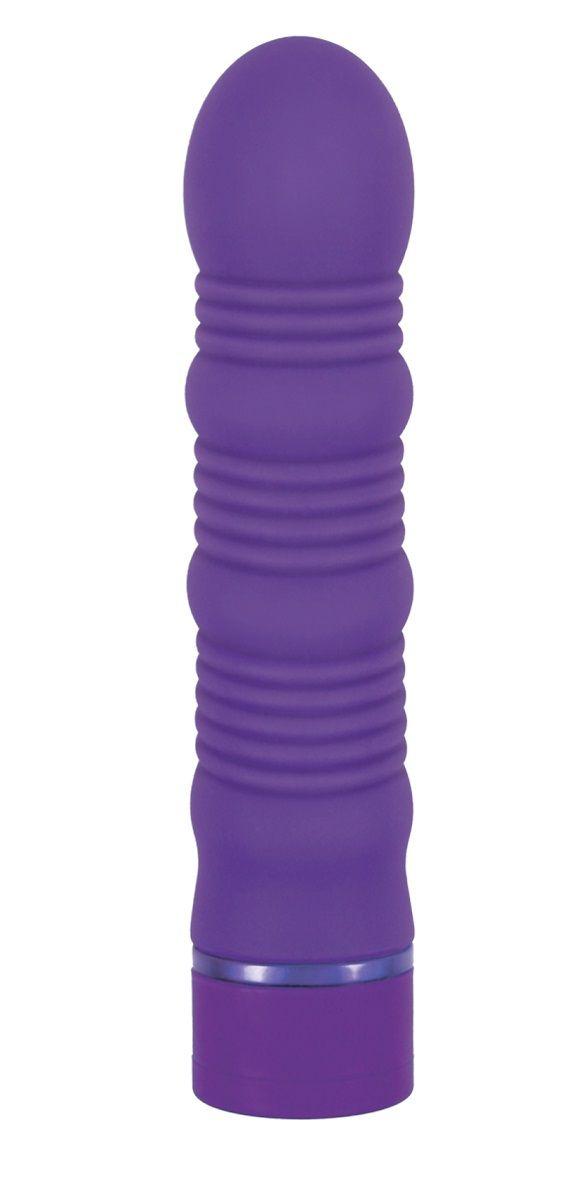 Фиолетовый ребристый вибромассажёр Maxx Power Vibe - 19 см.-9043