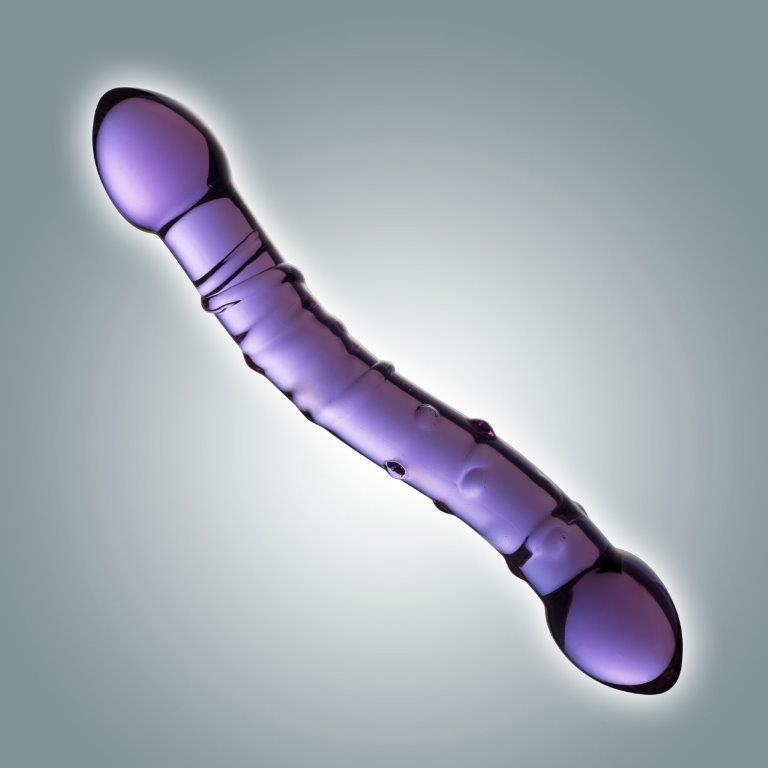 Фиолетовый стеклянный фаллоимитатор - 19 см.-4142