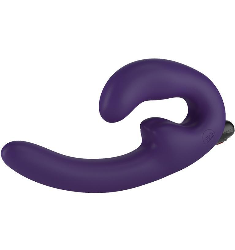 Фиолетовый страпон с вибрацией Sharevibe - 22 см.-6747