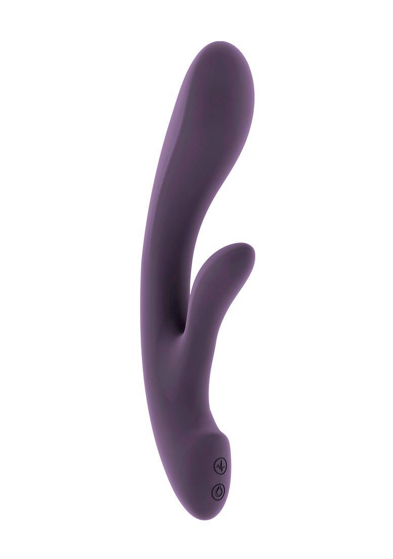 Фиолетовый вибратор Ava с клиторальным отростком - 22 см.-9046