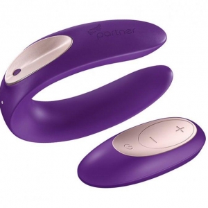 Фиолетовый вибратор для пар Satisfyer Double Plus Remote с пультом ДУ