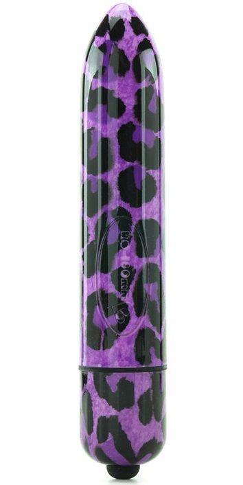 Фиолетовый вибратор с леопардовым принтом - 16 см.-11164