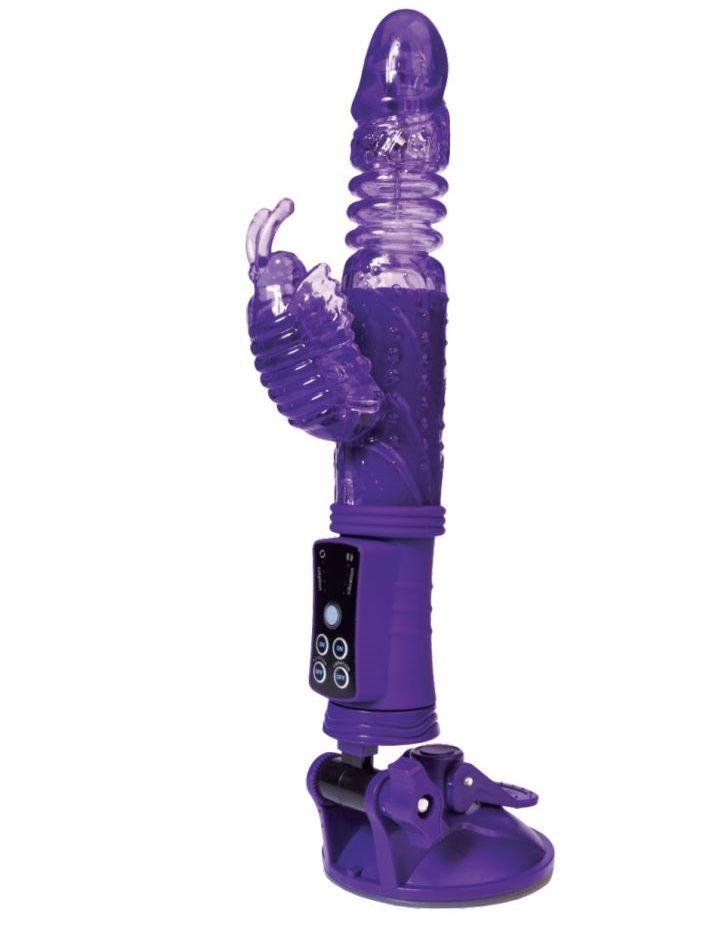 Фиолетовый вибратор с ротацией бусин