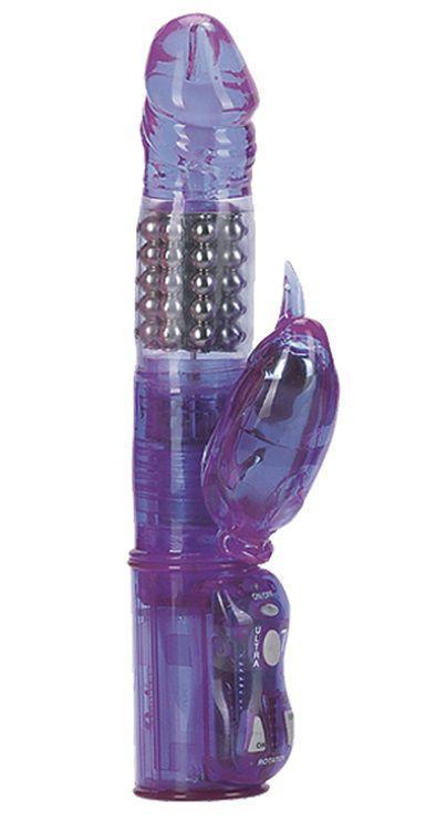 Фиолетовый вибратор с вращающимися металлическими шариками-99