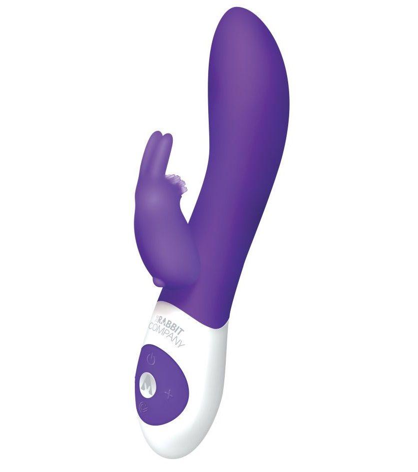 Фиолетовый вибромассажёр The Come Hither Rabbit с клиторальным отростком - 22 см.-5541