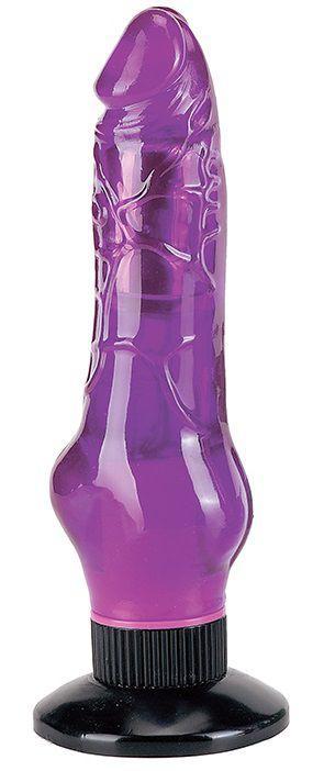 Фиолетовый водонепроницаемый вибромассажер на присоске - 17