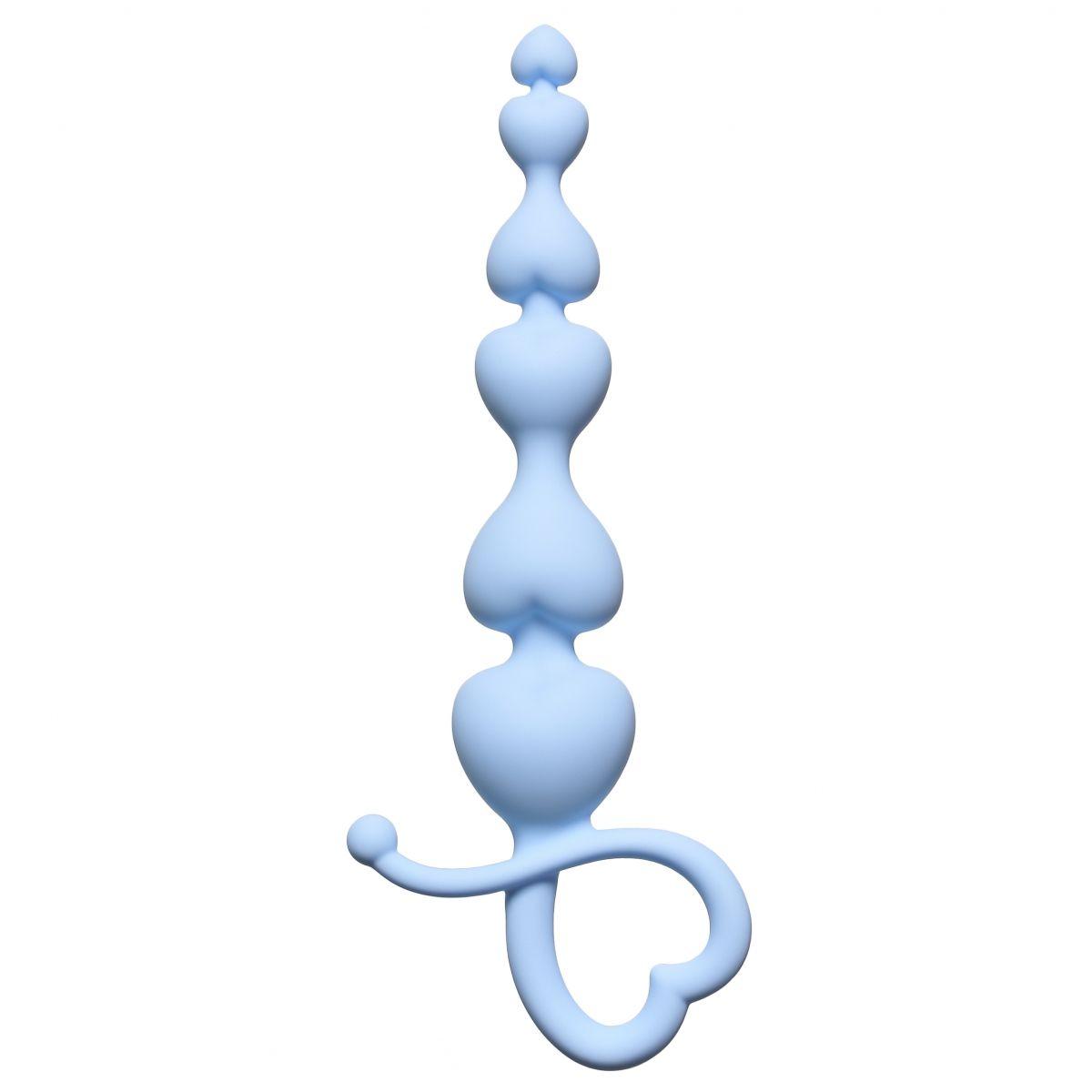 Голубая анальная цепочка Begginers Beads - 18 см.-6245