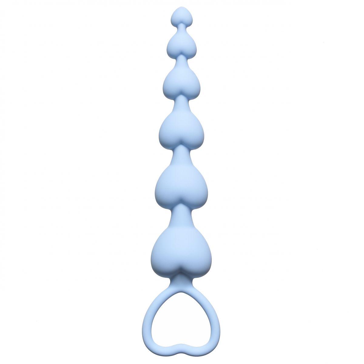 Голубая анальная цепочка Heart s Beads Blue - 18 см.-6438