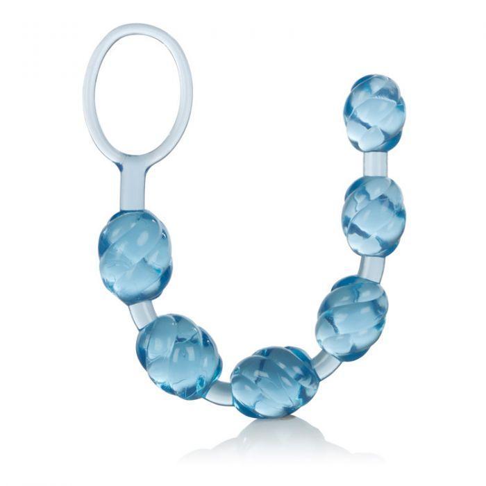 Голубая анальная цепочка Swirl Pleasure Beads - 20 см.-1667