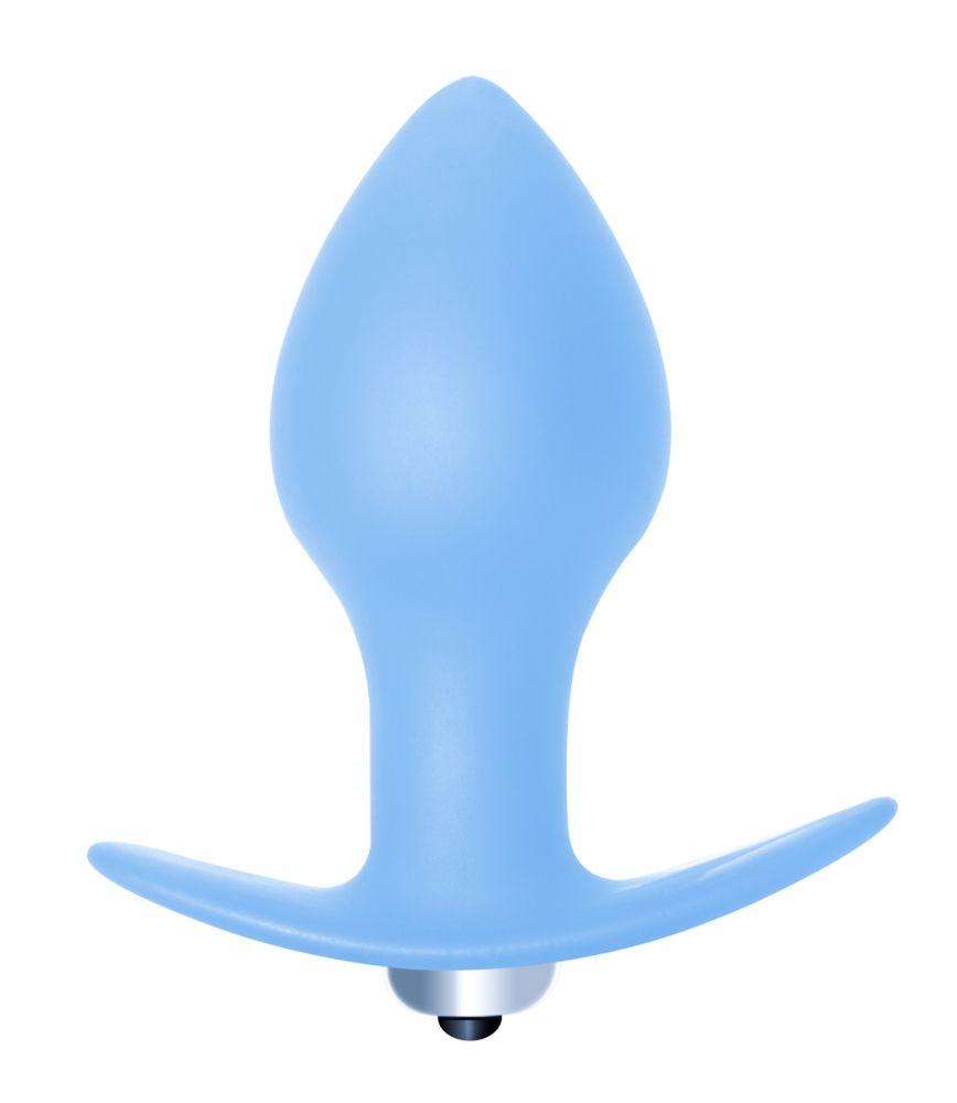 Голубая анальная вибропробка Bulb Anal Plug - 10 см.-4467