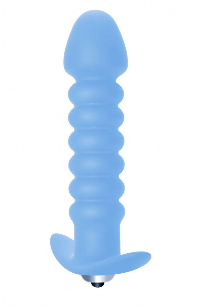 Голубая анальная вибропробка Twisted Anal Plug - 13 см.-4479