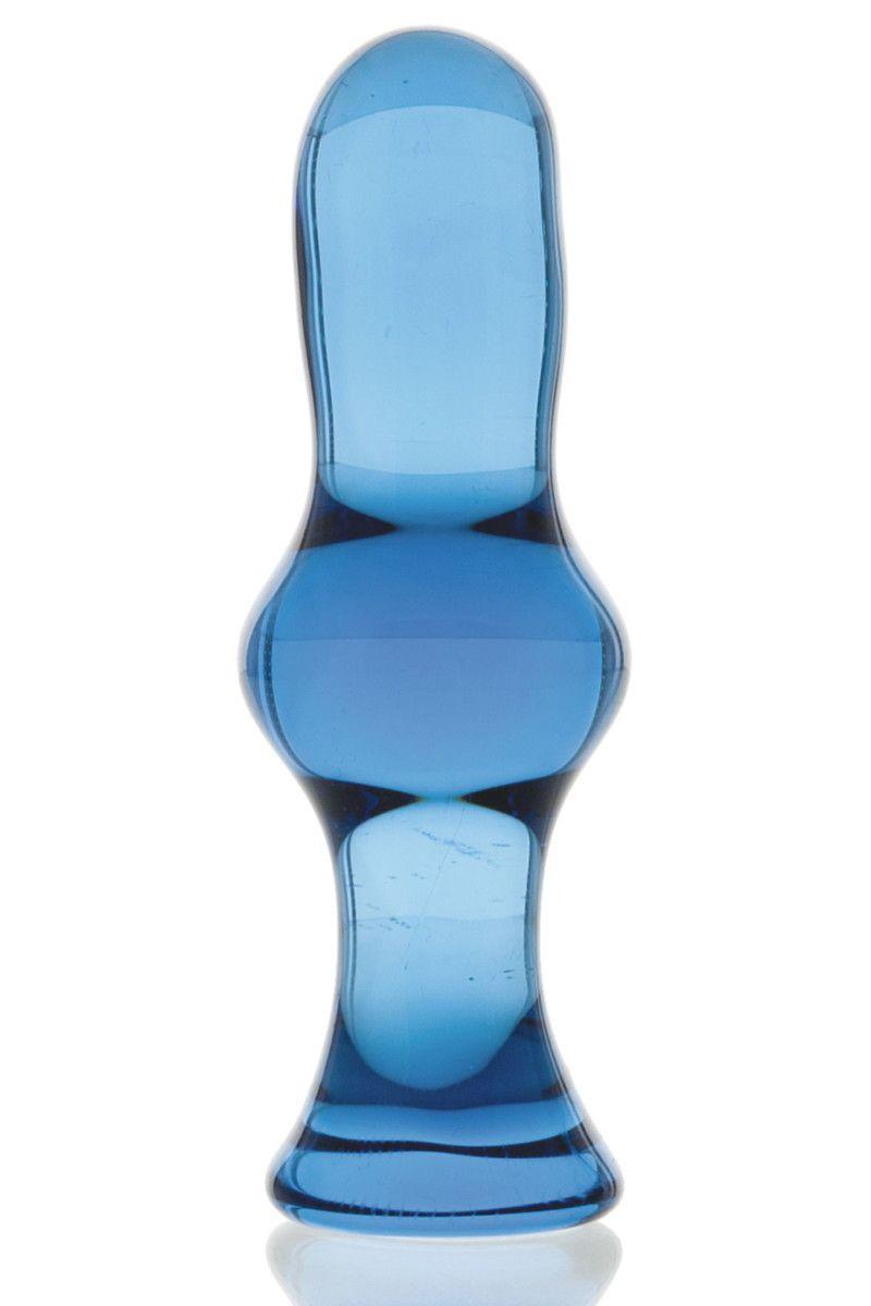 Голубая стеклянная анальная втулка - 12 см.-4815