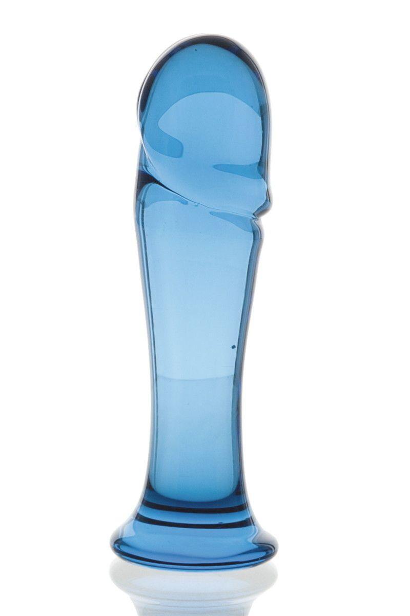 Голубая стеклянная анальная втулка - 13 см.-4809