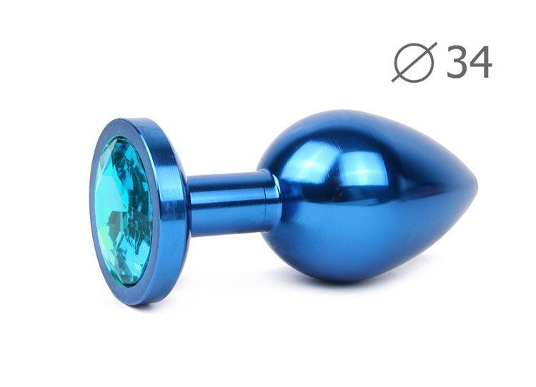 Коническая синяя анальная втулка с голубым кристаллом - 8