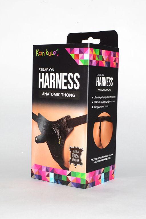 Кожаные трусики с плугом Kanikule Leather Strap-on Harness Anatomic Thong-8436