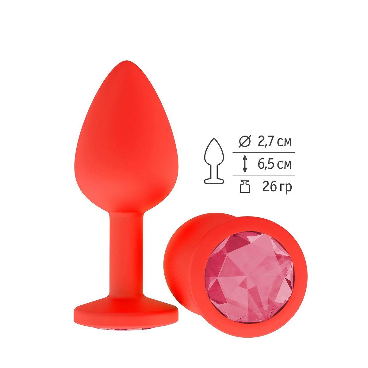 Красная анальная втулка с малиновым кристаллом - 7