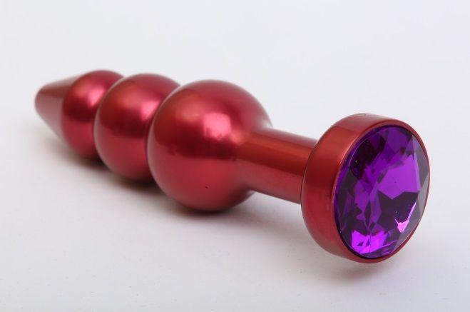 Красная анальная ёлочка с фиолетовым кристаллом - 11