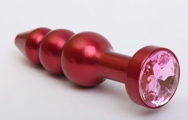 Красная анальная ёлочка с розовым кристаллом - 11