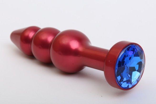 Красная анальная ёлочка с синим кристаллом - 11
