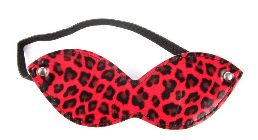 Красная маска на резиночке с леопардовыми пятнышками-7702