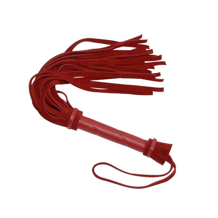 Красная мини-плеть из натуральной велюровой кожи - 40 см.-13597